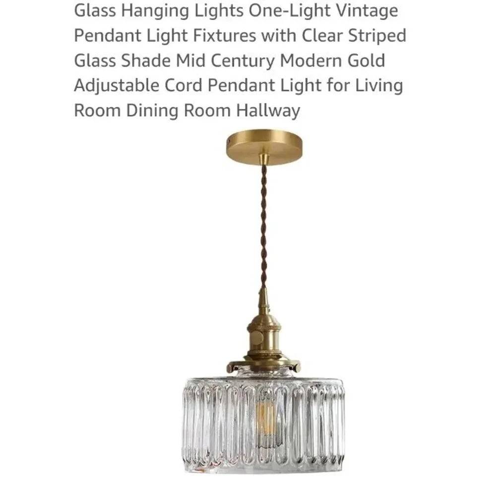 Hanging Glass Pendant Light Brass Lighting Dining Lamps Chandelier Green Clear